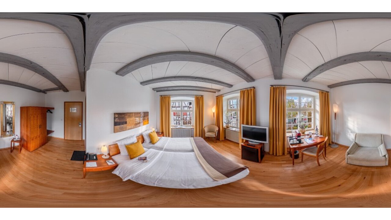 die Flache Ansicht eines 360 Grad Bildes - Hotelzimmer